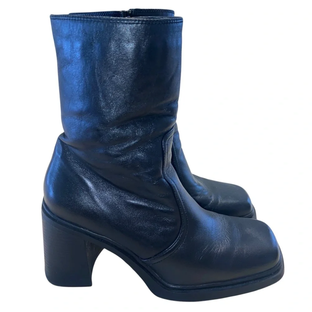 Vintage American Eagle Boots Womens Sz  10 Leather Chunky Heel Platform 90s Y2K
